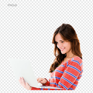 Woman with LaptopTransparent Png Image