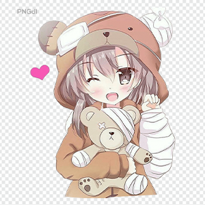 Kawaii anime bear girl Free Png Image